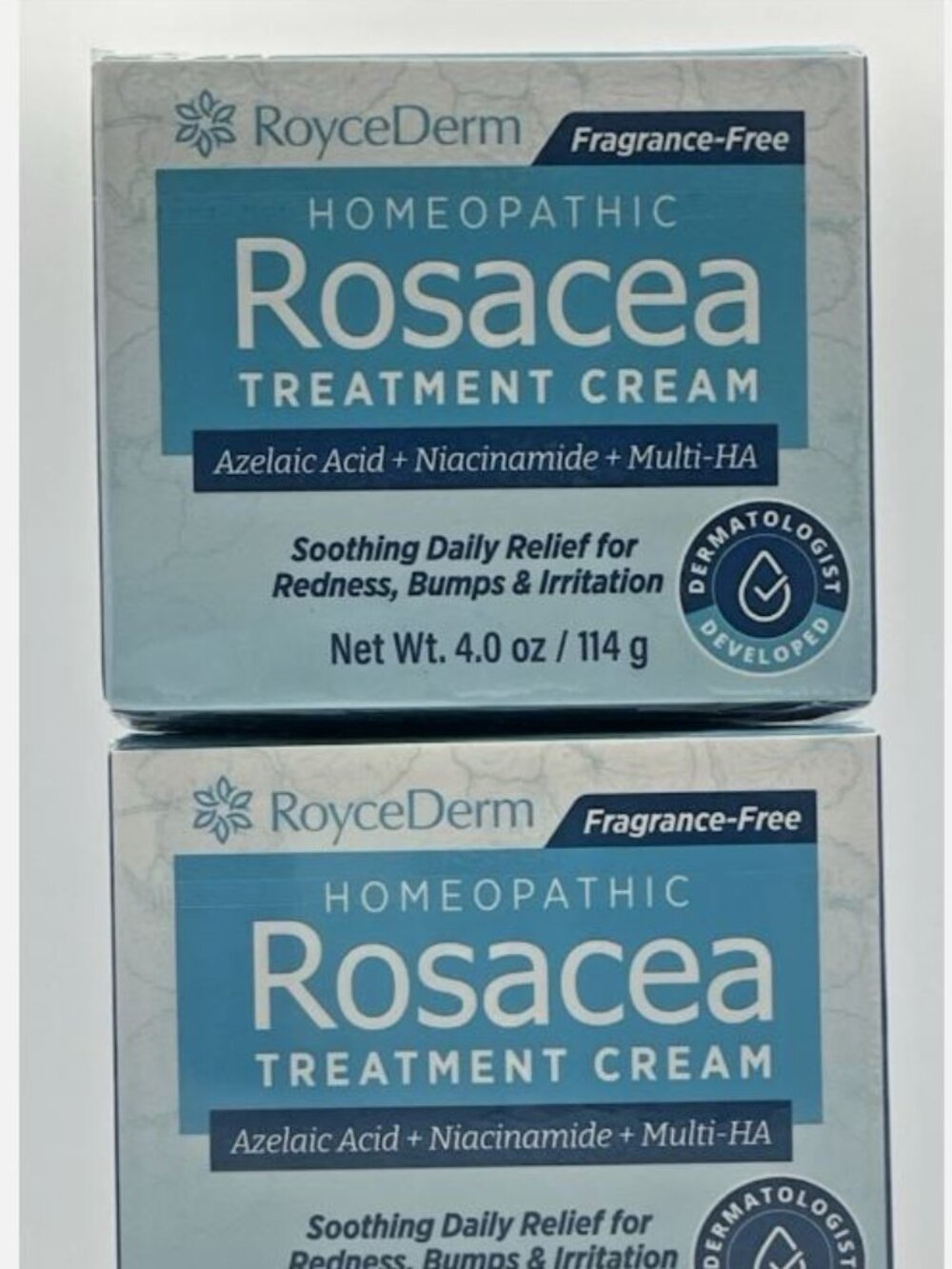 Lot of 2 Roycederm Azelaic Acid Rosacea Treatment Cream Redness Relief 4 oz